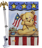 Pat Bear - Patriotic Americana Vertical Impressions Decorative Flags HG111006 Made In USA