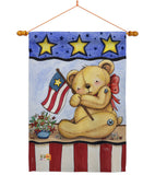 Pat Bear - Patriotic Americana Vertical Impressions Decorative Flags HG111006 Made In USA