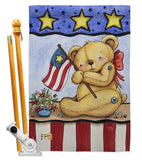 Pat Bear - Patriotic Americana Vertical Impressions Decorative Flags HG111006 Made In USA