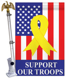 Support Our Troops - Patriotic Americana Vertical Applique Decorative Flags HG111042