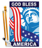 God Bless America - Patriotic Americana Vertical Applique Decorative Flags HG111046