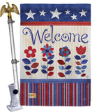 Welcome Patriotic - Patriotic Americana Vertical Impressions Decorative Flags HG111056 Made In USA