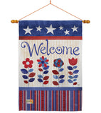 Welcome Patriotic - Patriotic Americana Vertical Impressions Decorative Flags HG111056 Made In USA