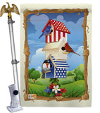 Star Spangled Birdhouse - Patriotic Americana Vertical Impressions Decorative Flags HG111058 Made In USA