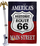 Route 66 - Patriotic Americana Vertical Impressions Decorative Flags HG111059 Made In USA