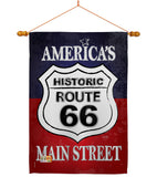 Route 66 - Patriotic Americana Vertical Impressions Decorative Flags HG111059 Made In USA