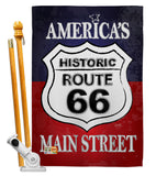 Route 66 - Patriotic Americana Vertical Impressions Decorative Flags HG111059 Made In USA