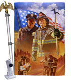 Heroes - Patriotic Americana Vertical Impressions Decorative Flags HG111065 Made In USA