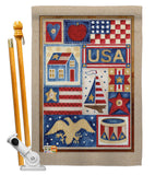 USA Collage - Patriotic Americana Vertical Impressions Decorative Flags HG111077 Made In USA