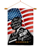 The Time is Always Right - Patriotic Americana Vertical Impressions Decorative Flags HG111093 Made In USA