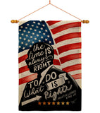 The Time is Always Right - Patriotic Americana Vertical Impressions Decorative Flags HG111093 Made In USA