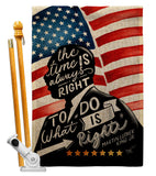 The Time is Always Right - Patriotic Americana Vertical Impressions Decorative Flags HG111093 Made In USA