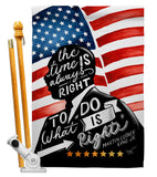 The Time is Always Right - Patriotic Americana Vertical Impressions Decorative Flags HG111093 Made In USA