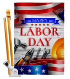 Happy Labor Day - Patriotic Americana Vertical Impressions Decorative Flags HG111103 Made In USA