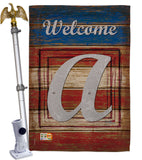 Patriotic A Initial - Patriotic Americana Vertical Impressions Decorative Flags HG130105 Made In USA