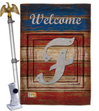 Patriotic F Initial - Patriotic Americana Vertical Impressions Decorative Flags HG130110 Made In USA