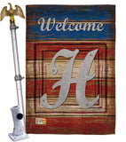 Patriotic H Initial - Patriotic Americana Vertical Impressions Decorative Flags HG130112 Made In USA