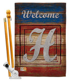 Patriotic H Initial - Patriotic Americana Vertical Impressions Decorative Flags HG130112 Made In USA