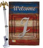 Patriotic J Initial - Patriotic Americana Vertical Impressions Decorative Flags HG130114 Made In USA