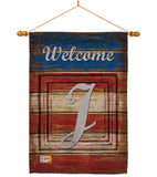 Patriotic J Initial - Patriotic Americana Vertical Impressions Decorative Flags HG130114 Made In USA