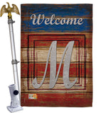 Patriotic M Initial - Patriotic Americana Vertical Impressions Decorative Flags HG130117 Made In USA