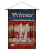 Patriotic M Initial - Patriotic Americana Vertical Impressions Decorative Flags HG130117 Made In USA