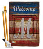 Patriotic M Initial - Patriotic Americana Vertical Impressions Decorative Flags HG130117 Made In USA