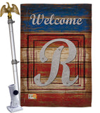 Patriotic R Initial - Patriotic Americana Vertical Impressions Decorative Flags HG130122 Made In USA