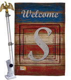 Patriotic S Initial - Patriotic Americana Vertical Impressions Decorative Flags HG130123 Made In USA