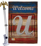 Patriotic U Initial - Patriotic Americana Vertical Impressions Decorative Flags HG130125 Made In USA