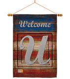 Patriotic U Initial - Patriotic Americana Vertical Impressions Decorative Flags HG130125 Made In USA