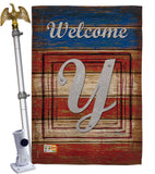 Patriotic Y Initial - Patriotic Americana Vertical Impressions Decorative Flags HG130129 Made In USA