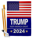 Trump 2024 - Patriotic Americana Vertical Impressions Decorative Flags HG170081 Made In USA