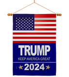 Trump 2024 - Patriotic Americana Vertical Impressions Decorative Flags HG170081 Made In USA