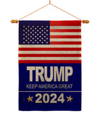 Trump 2024 - Patriotic Americana Vertical Impressions Decorative Flags HG170081 Made In USA