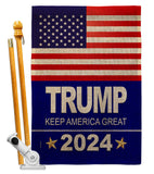 Trump 2024 - Patriotic Americana Vertical Impressions Decorative Flags HG170081 Made In USA