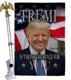 Trump Take the Stage - Patriotic Americana Vertical Impressions Decorative Flags HG170133 Made In USA