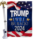 Trump Will Be Back 2024 - Patriotic Americana Vertical Impressions Decorative Flags HG170177 Made In USA