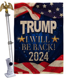 Trump Will Be Back 2024 - Patriotic Americana Vertical Impressions Decorative Flags HG170177 Made In USA