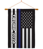 Trump 2024 Thin Blue Line - Patriotic Americana Vertical Impressions Decorative Flags HG170182 Made In USA