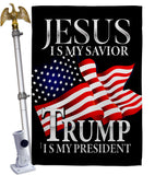 Jesus Savior Trump President - Patriotic Americana Vertical Impressions Decorative Flags HG170204 Made In USA