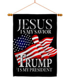 Jesus Savior Trump President - Patriotic Americana Vertical Impressions Decorative Flags HG170204 Made In USA