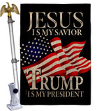 Jesus Savior Trump President - Patriotic Americana Vertical Impressions Decorative Flags HG170204 Made In USA