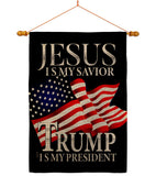 Jesus Savior Trump President - Patriotic Americana Vertical Impressions Decorative Flags HG170204 Made In USA