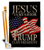 Jesus Savior Trump President - Patriotic Americana Vertical Impressions Decorative Flags HG170204 Made In USA