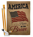 America Home of the Brave - Patriotic Americana Vertical Impressions Decorative Flags HG191083 Made In USA