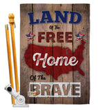 Land of the Free, Home of the Brave - Patriotic Americana Vertical Impressions Decorative Flags HG191110 Made In USA