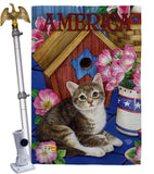 America Proud Kitten Cat - Patriotic Americana Vertical Impressions Decorative Flags HG191215 Made In USA