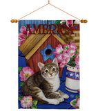 America Proud Kitten Cat - Patriotic Americana Vertical Impressions Decorative Flags HG191215 Made In USA