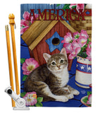 America Proud Kitten Cat - Patriotic Americana Vertical Impressions Decorative Flags HG191215 Made In USA